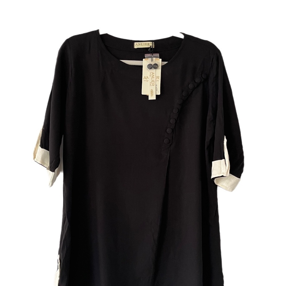NWT Anlier Design Studio Minimalist Lagenlook Classic  Tunic Top